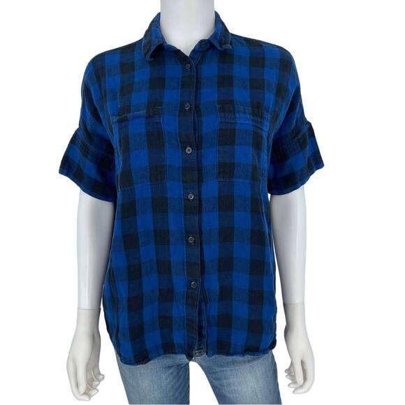 Madewell Women’s Button Down Flannel Courier Shirt in Buffalo Blue Size Small - Picture 3 of 7